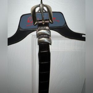 Onyx by Brighton Belt Sz 42 Black Crocodile Embossed Leather